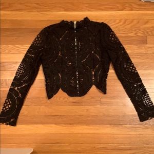 Lulus Black Lace Crop Top